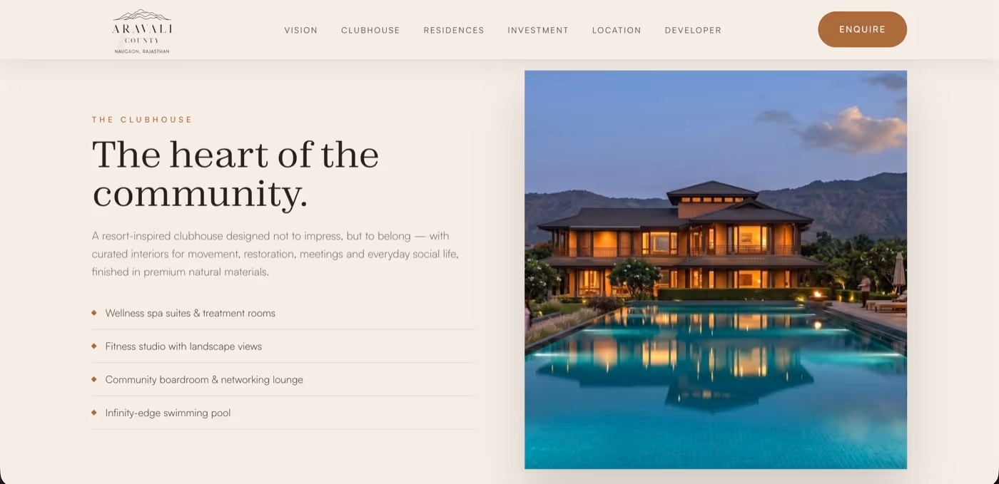 Aravali County website clubhouse page