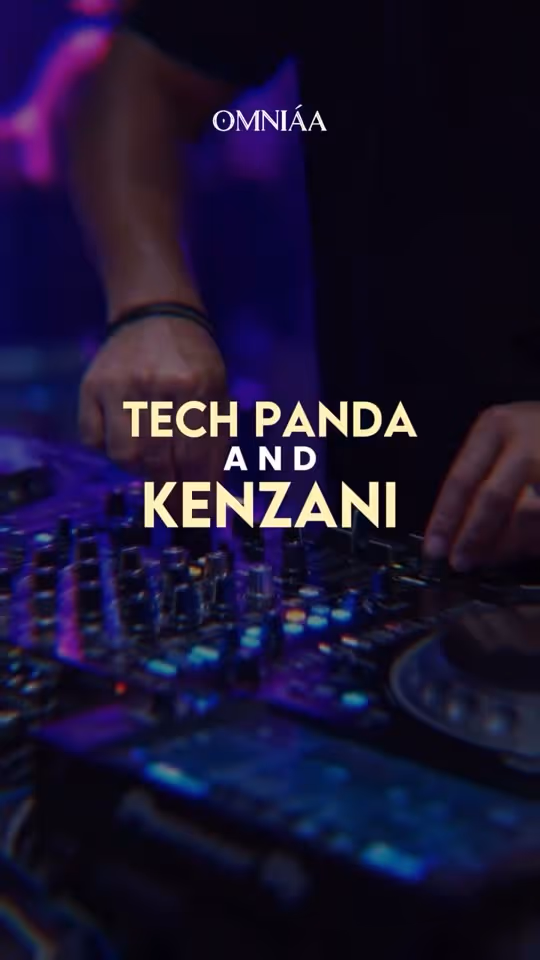 An event film with typographic titles over a DJ console