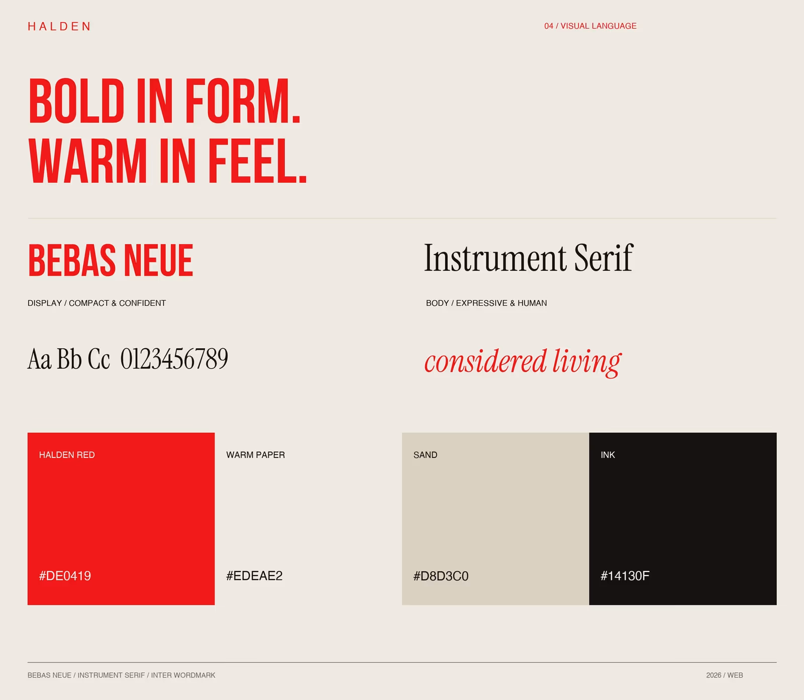 Halden: the type scale and palette the rest of the site was built from